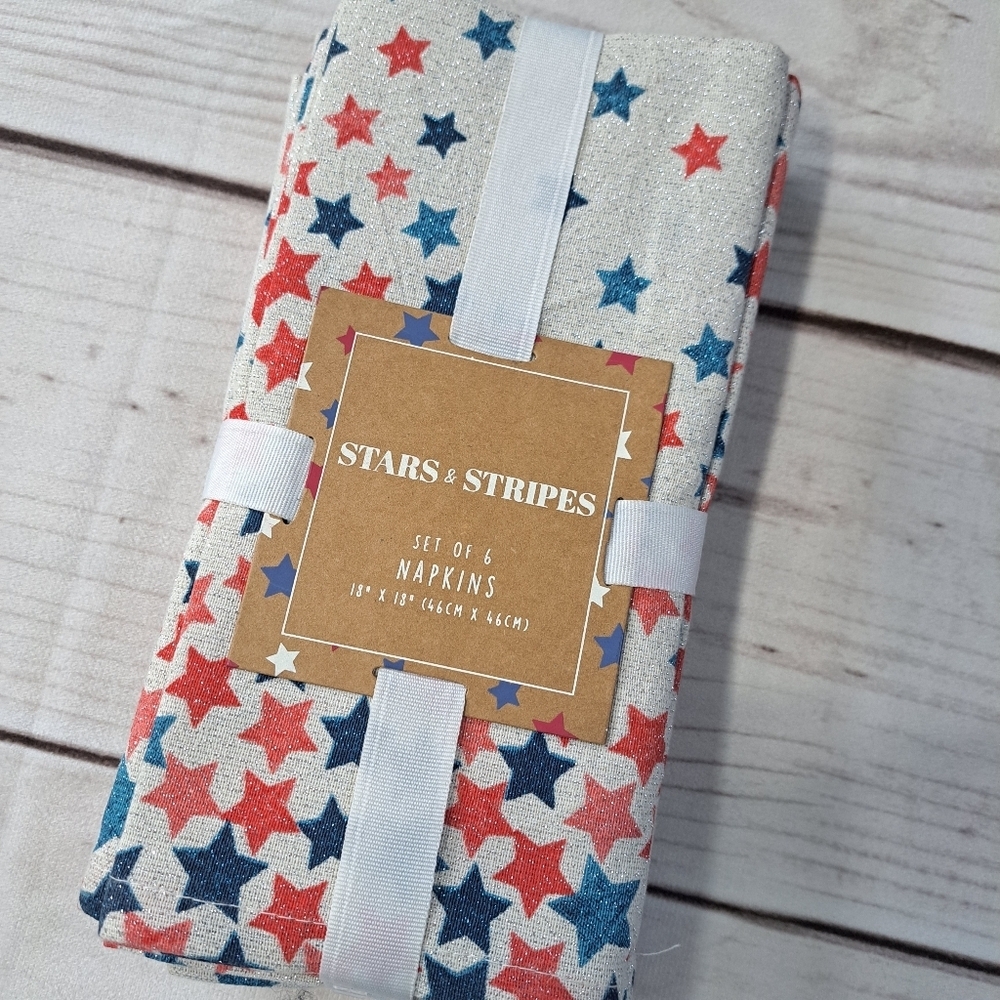 Stars & Stripes Shimmering Napkins Set of 6